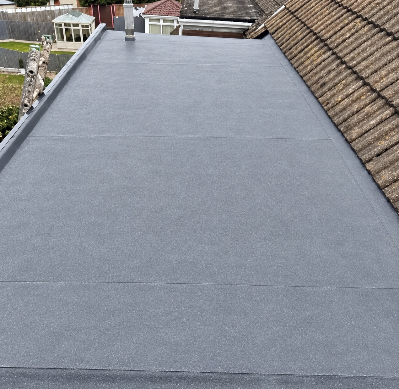 Finished job with new Rubber Roof installed.