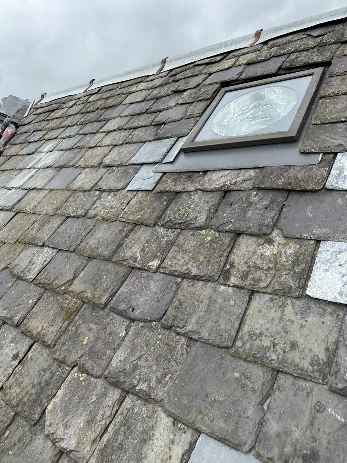 Slates installed on roof.
