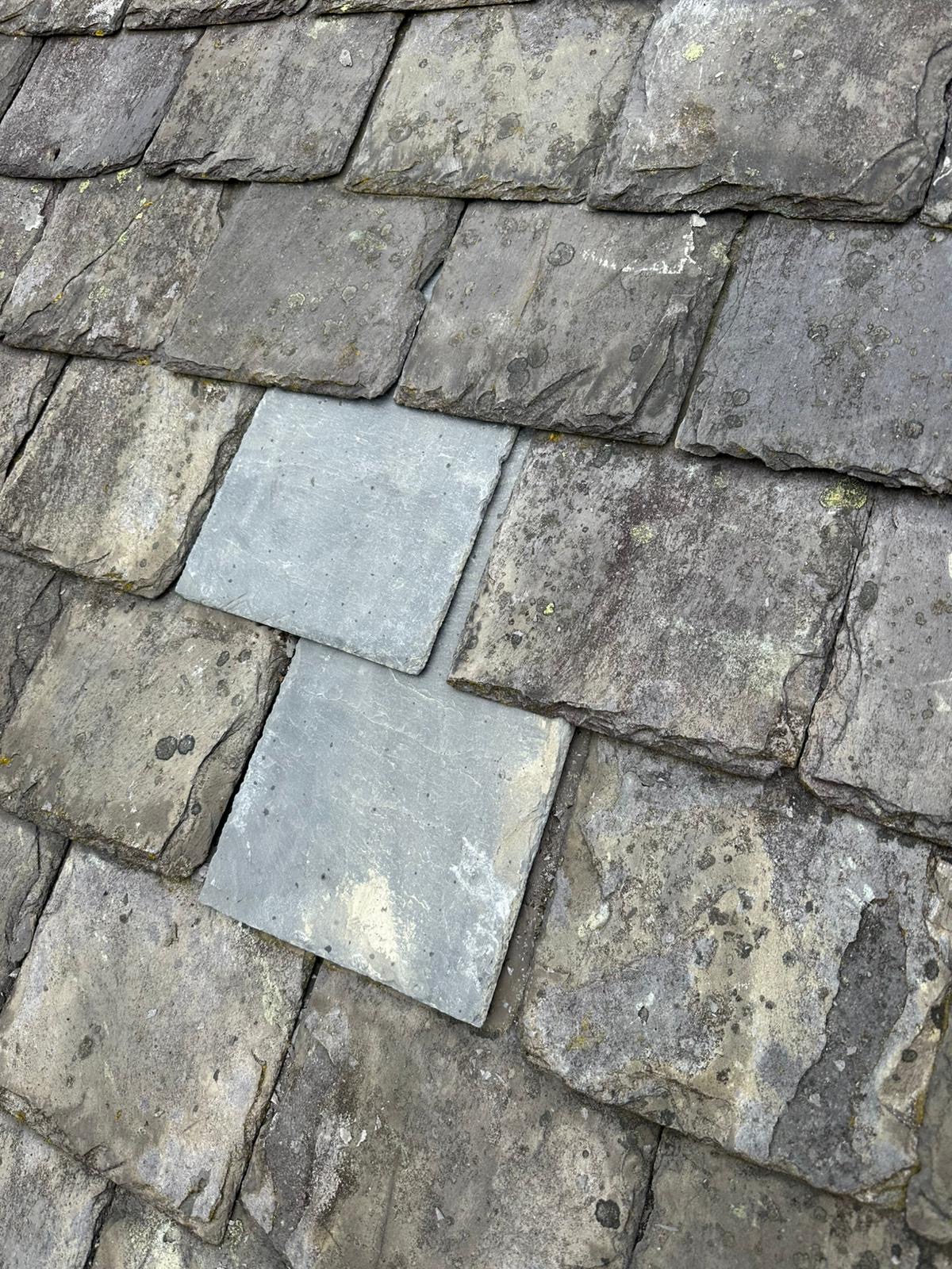 New slates installed on the roof.